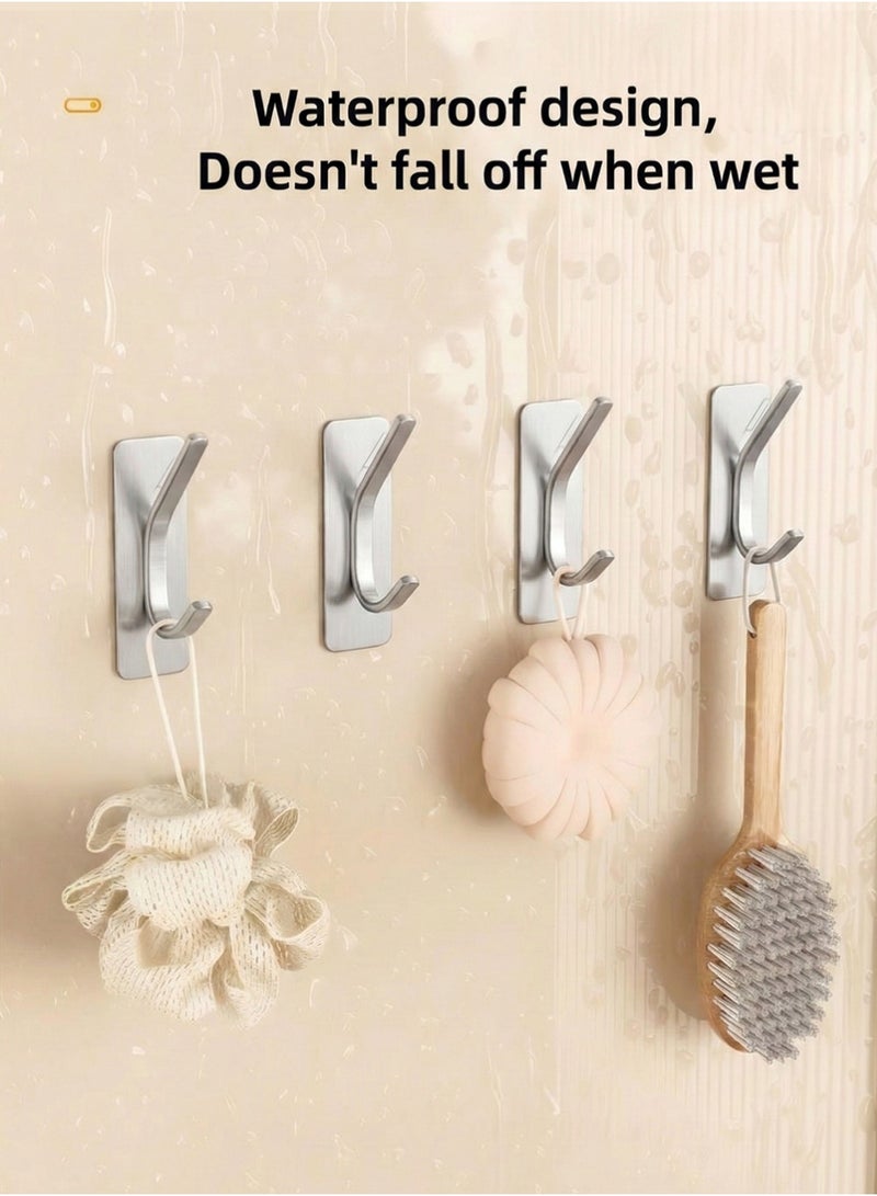 خطاطيف ذات لاصق ذاتي 6 قطع، خطاطيف أبواب معدنية من الستانلس ستيل مصقولة، خطاطيف حائط قوية لتعليق المناشف، الأردية، المعاطف، المفاتيح، التقويمات، الحمام، المنزل، المطبخ، لا حاجة لثقب أو غراء. - Image 4