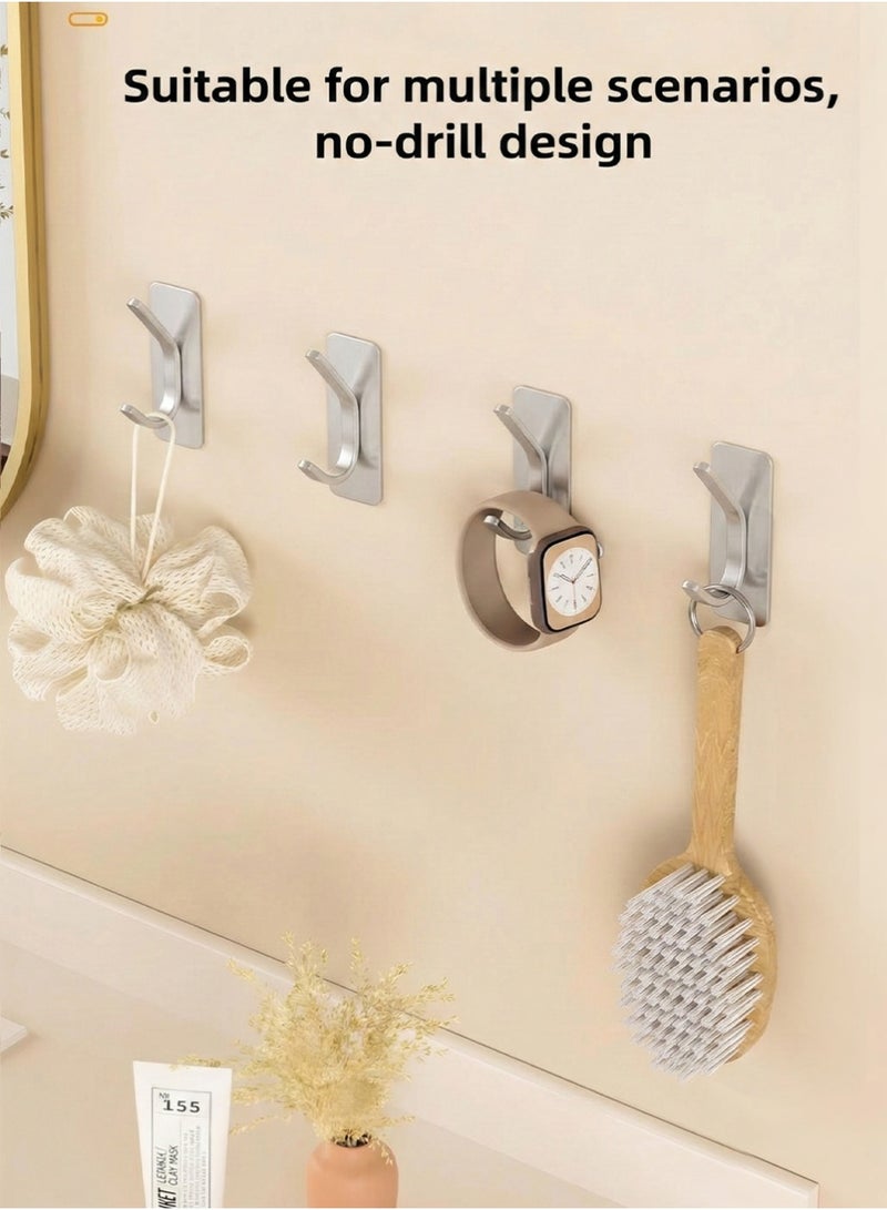 خطاطيف ذات لاصق ذاتي 6 قطع، خطاطيف أبواب معدنية من الستانلس ستيل مصقولة، خطاطيف حائط قوية لتعليق المناشف، الأردية، المعاطف، المفاتيح، التقويمات، الحمام، المنزل، المطبخ، لا حاجة لثقب أو غراء. - Image 5