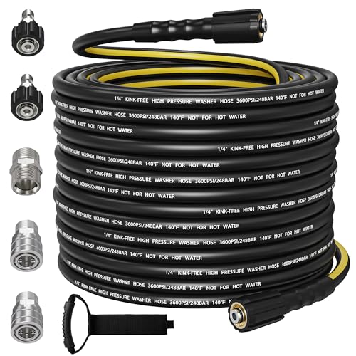 SITIMIMIL Flexible 50FT Pressure Washer Hose 14 3600 PSI KinkFree Replacement Hose with Quick Connect Kit M2214mm 38 Fittings for GasElectric Pressure Washers - Image 1