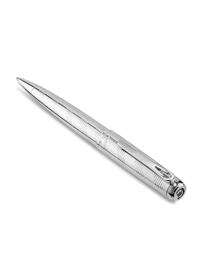 CERRUTI 1881 Ugo Stainless Steel Trims Twist Ballpoint Pen for Men, Blue Ink