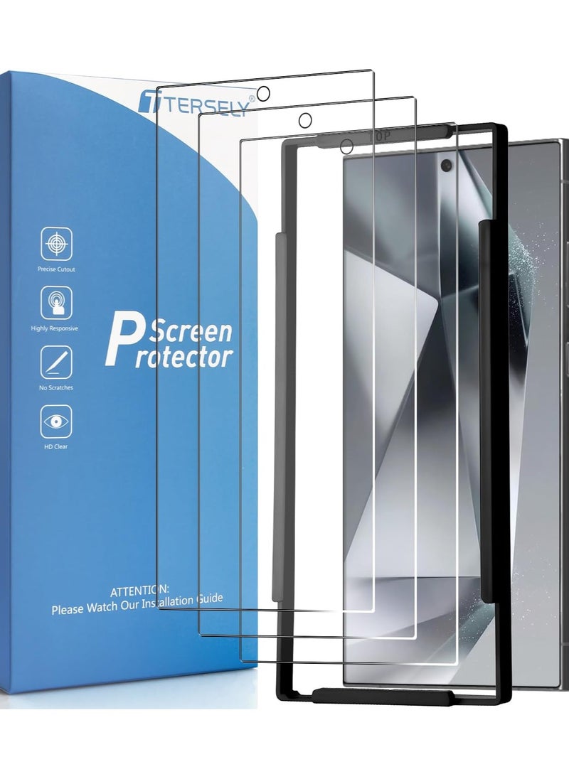 Tersely [3-Pack] 9H Tempered Glass Screen Protector for Samsung Galaxy S24 Ultra 5G, with Installation Alignment Frame, Support Fingerprint Unlock, Case Friendly, Anti-Scratch Film  - Image 1