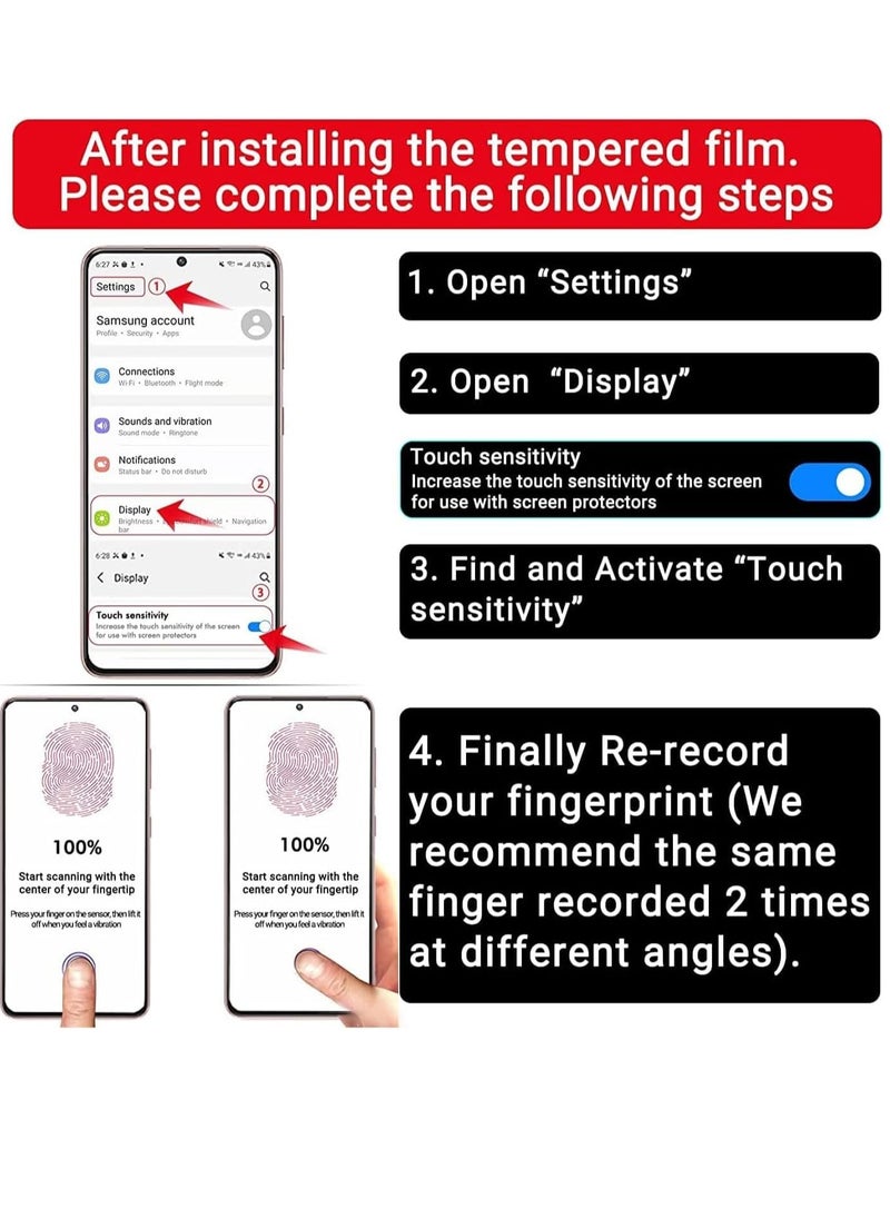 Tersely [3-Pack] 9H Tempered Glass Screen Protector for Samsung Galaxy S24 Ultra 5G, with Installation Alignment Frame, Support Fingerprint Unlock, Case Friendly, Anti-Scratch Film  - Image 2