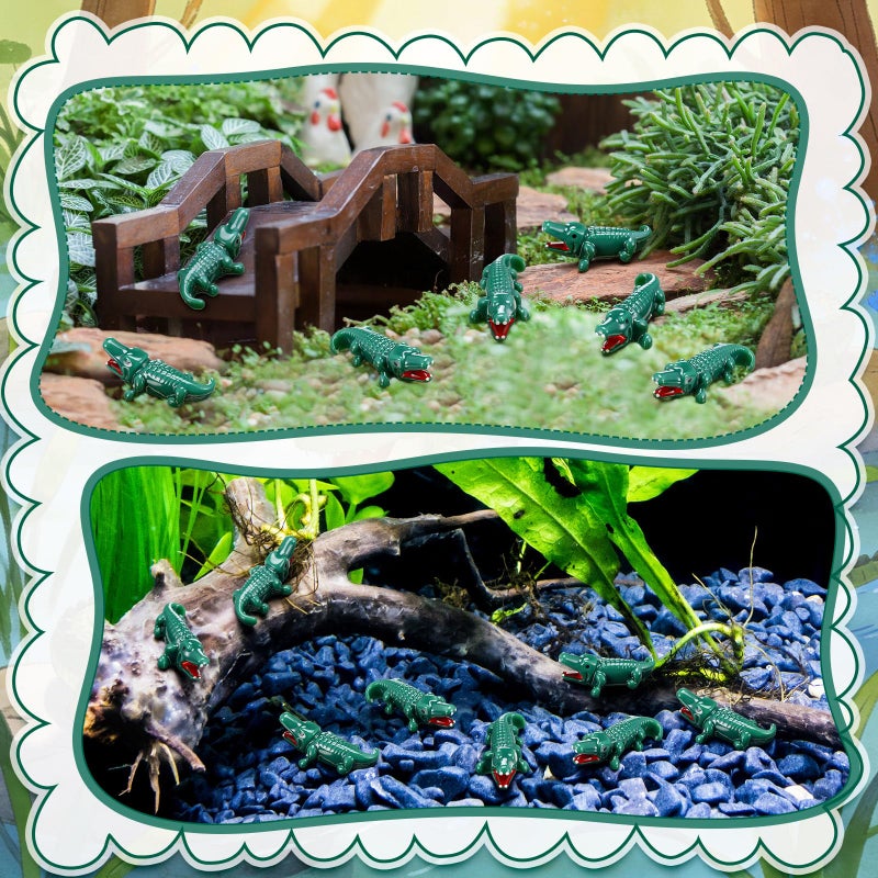 Arrowbash 50 Pcs Miniature Crocodiles Figurines Mini Crocodiles Resin Figurines Small Alligator Figure Resin Mini Animals for Garden Desktop Birthday Party Desktop Decor (Wild Style) - Image 5