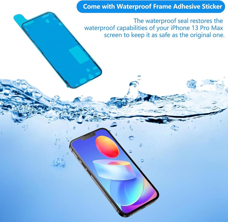 Diykitpl for iPhone 13 Pro Max Screen Replacement 6.7 Inch, 3D Touch LCD Display for A2484, A2641, A2644, A2645, A2643, with Repair Tools Kit+Waterproof Frame Adhesive Sticker+Screen Tempered Protector - Image 5