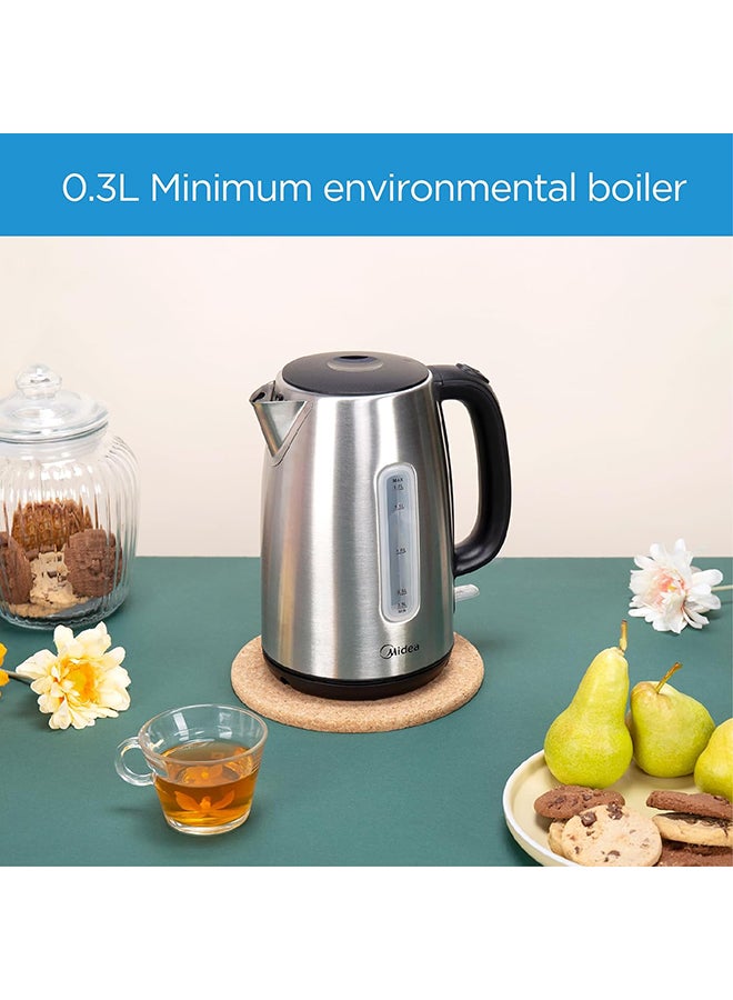 Midea Electric Kettle, 1850-2200W Power, Water-Level Indicator, Removable Filter And Auto Shut-Off, Stainless Steel Body With 360° Swivel Base Perfect For Beverages 1.7 L 1850 W MK17S30D2 Silver - Image 4