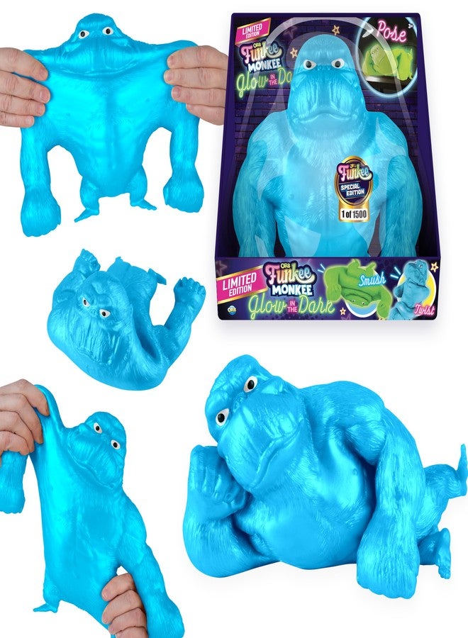 The Orb Factory ORB Funkee Monkee Jumbo Squishy Funky Monkey Glow in The Dark (Blue) - Limited Edition Stretchy Monkey Toy (1500 Produced) - 4.5 Lb Giant Squishy Toys - Collectible Gorilla Squishies Kids and Adults - Image 1