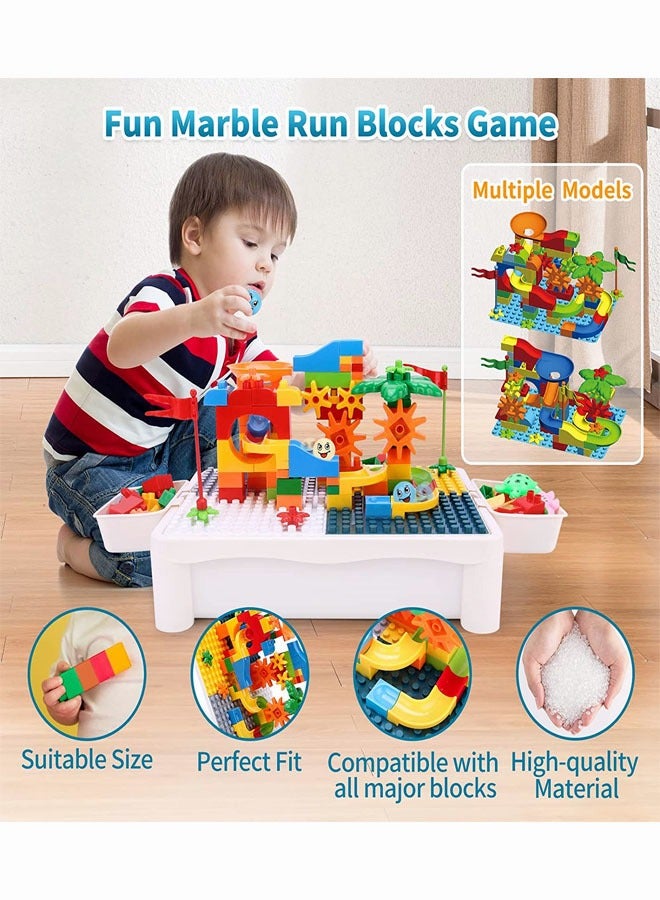 Toddlers Activity Table Kids Activity Table and Chair Set With 190 Pcs Large Building Blocks Sand Water Table Kids Learning Play Table Toys for Girls Boys Toddler  - Image 5