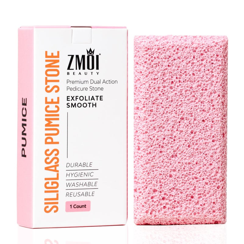 ZMOI Siliglass Pumice Stone Callus Remover for Feet, Elbows, Hands, and Knees, Spain Made - 2 in 1 Pedicure Exfoliator and Scrubber for Rough, Hard Skin (1 Pack) - Image 1