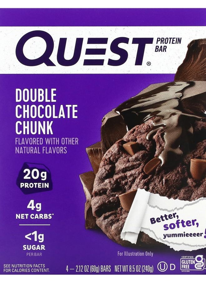 QUEST NUTRITION - Protein Bar Double Chocolate Chunk 4 Bars 2.12 oz (60 g) Each - Image 1
