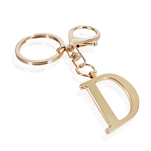 LAXPICOL Gold Keychain Letter D Keychains for Women Men Bag Charms Purse Charms For Handbags Metal Alphabet Initial Letter Key Ring Keychain - Image 1