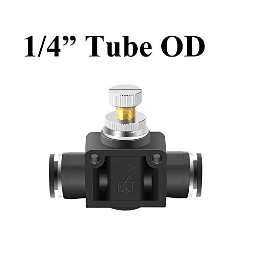 Beduan 1/4" x 1/4" Tube OD Air Flow Control Valve with Push-to-Connect Fitting Speed Controller Union Straight SCF-1/4 (Pack of 5) - Image 2