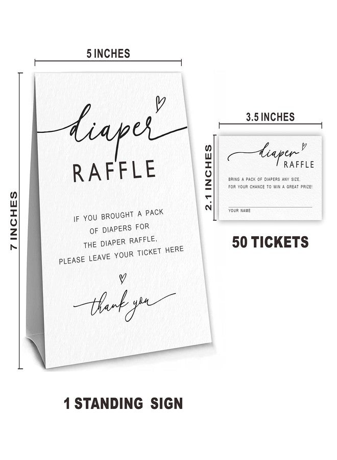 NYCTUG Classic Modern Baby Shower Game, Greenery Theme Baby Shower Game Kit For Boys And Girls 1 Diaper Raffle Standing Sign With 50 Diaper Raffle Tickets,Party Favor Decorations And Supplies-NBLK-03 - Image 2