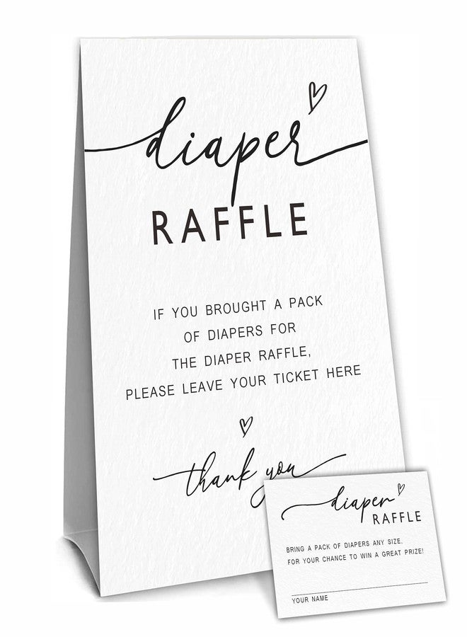 NYCTUG Classic Modern Baby Shower Game, Greenery Theme Baby Shower Game Kit For Boys And Girls 1 Diaper Raffle Standing Sign With 50 Diaper Raffle Tickets,Party Favor Decorations And Supplies-NBLK-03 - Image 1