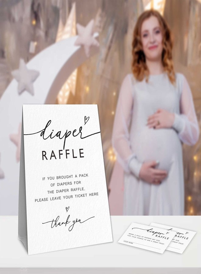 NYCTUG Classic Modern Baby Shower Game, Greenery Theme Baby Shower Game Kit For Boys And Girls 1 Diaper Raffle Standing Sign With 50 Diaper Raffle Tickets,Party Favor Decorations And Supplies-NBLK-03 - Image 4