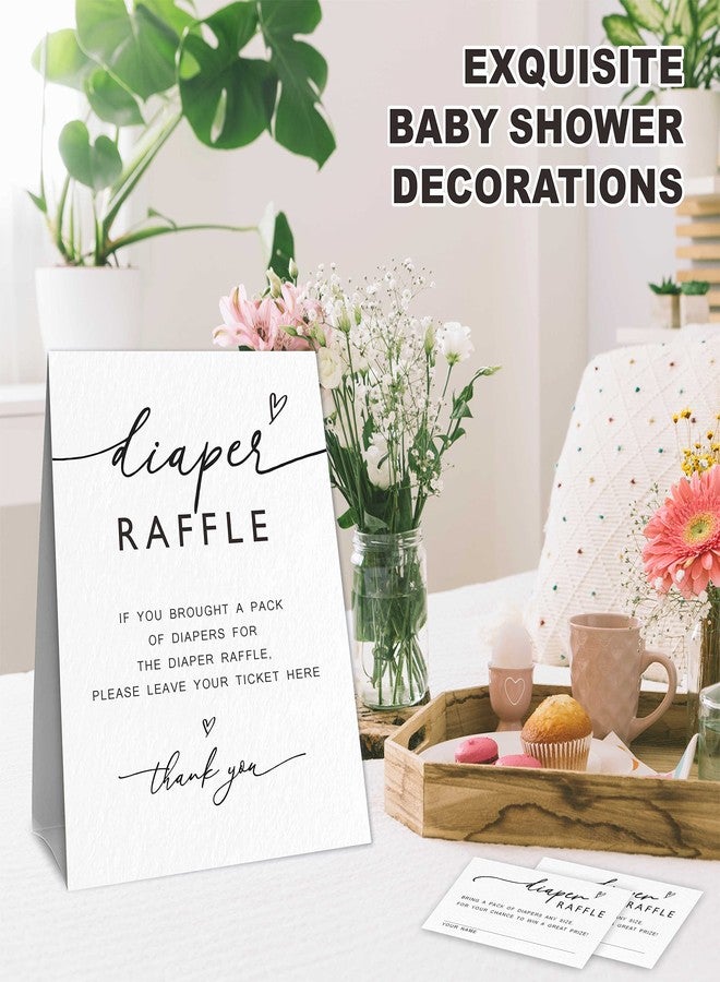 NYCTUG Classic Modern Baby Shower Game, Greenery Theme Baby Shower Game Kit For Boys And Girls 1 Diaper Raffle Standing Sign With 50 Diaper Raffle Tickets,Party Favor Decorations And Supplies-NBLK-03 - Image 3