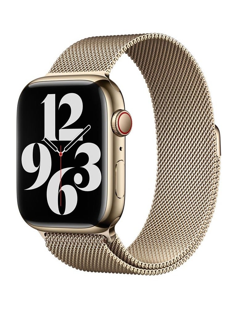 O Ozone Milanese Loop Strap For Apple Watch Series 10 9 8 7 6 5 4 SE, 38/40/41/42mm Single Magnetic Stainless Steel Wristbands- Classic Gold - Image 1