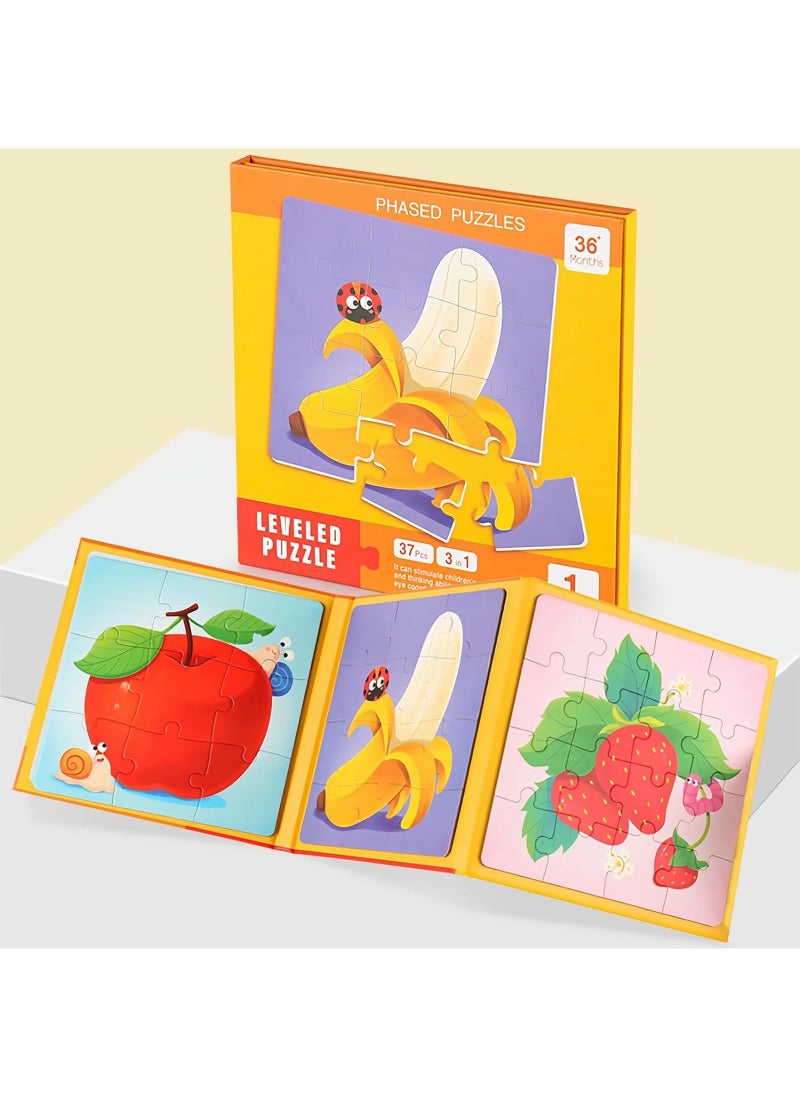 EYSOO EYSOO Magnetic Jigsaw Puzzles 3 Pack Jigsaw Puzzle Books Fruit Magnetic Puzzles for Kids 9+12+16 PCS Jigsaw Puzzles for Toddler Portable Travel Magnetic Puzzle Toy for 3+ Kids Boys Girls (Level 1-B)  - Image 1