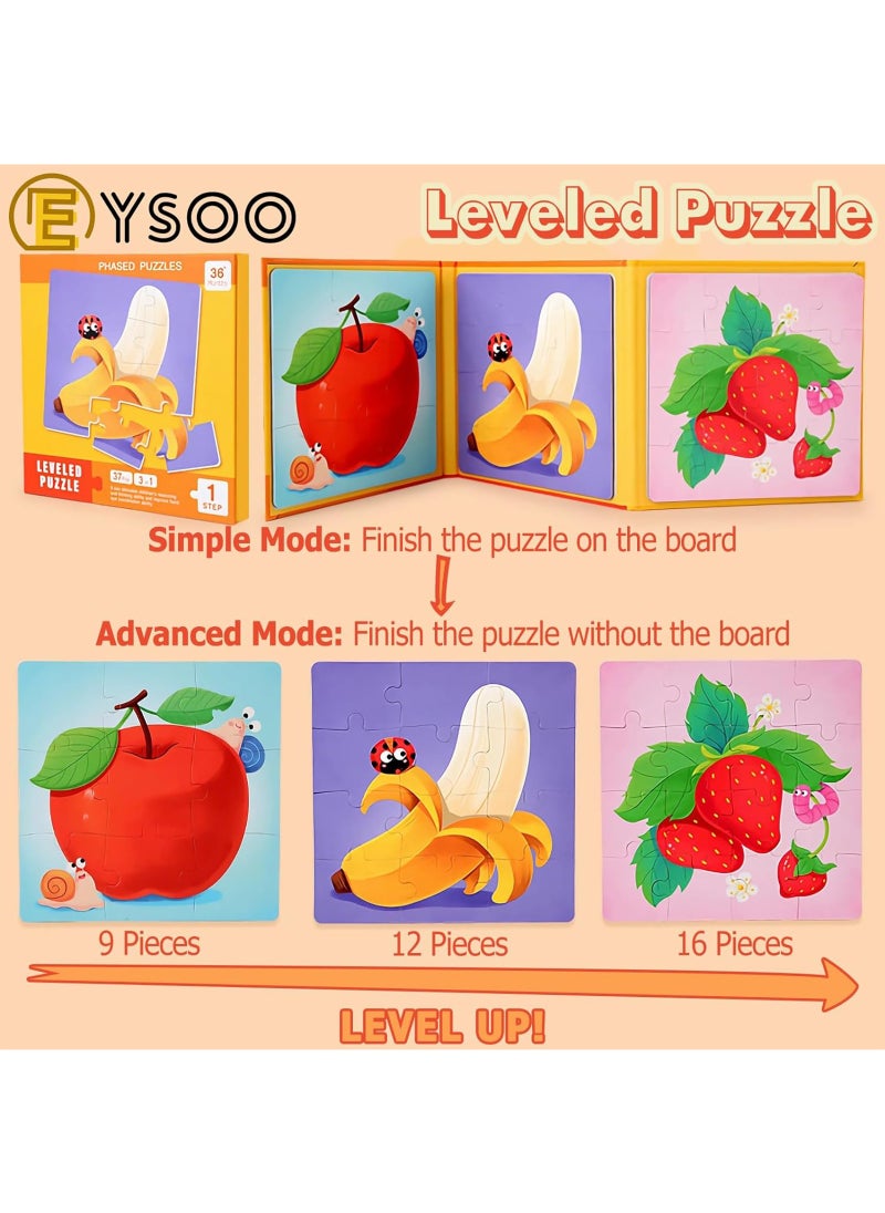 EYSOO EYSOO Magnetic Jigsaw Puzzles 3 Pack Jigsaw Puzzle Books Fruit Magnetic Puzzles for Kids 9+12+16 PCS Jigsaw Puzzles for Toddler Portable Travel Magnetic Puzzle Toy for 3+ Kids Boys Girls (Level 1-B)  - Image 3