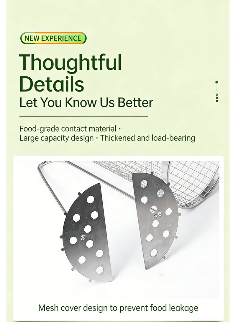 سلة شواء دوارة، 304 من الفولاذ المقاوم للصدأ، أدوات شواء التعشيش، ملحقات شواء المدخن للخضروات، التخييم في الهواء الطلق، هدايا عيد ميلاد للرجال والأب والزوج - Image 3