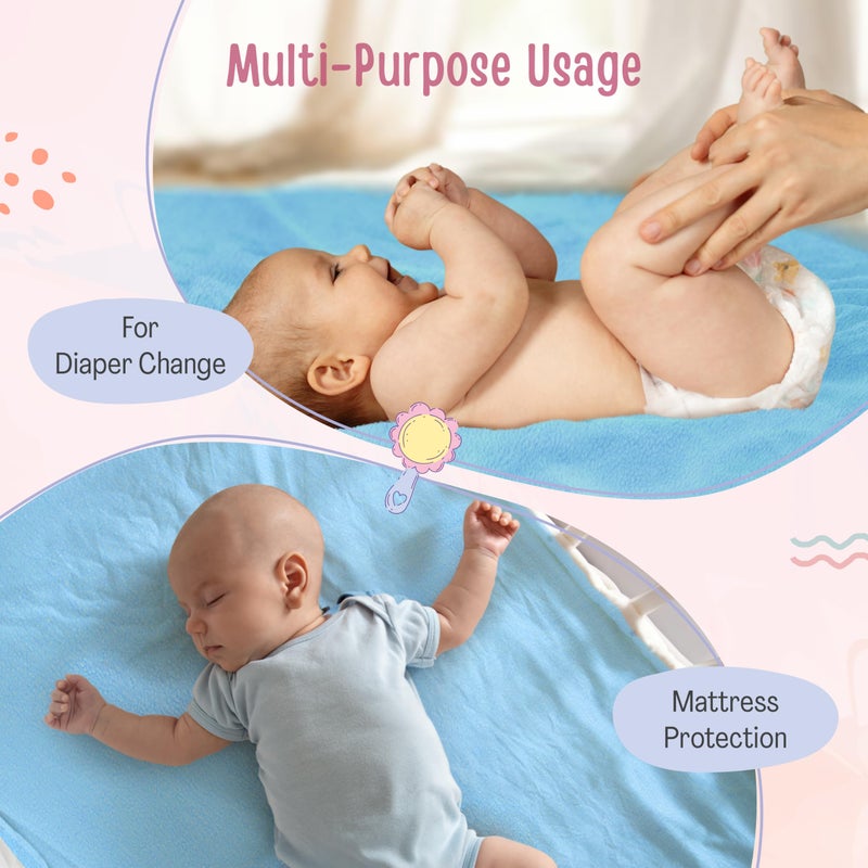 LuvLap Instadry Anti-Piling Fleece Extra Absorbent Quick Dry Sheet for Baby, Baby Bed Protector, Waterproof Baby Sheet, Small Size 70x100cm, Pack of 1, Sky Blue - Image 5