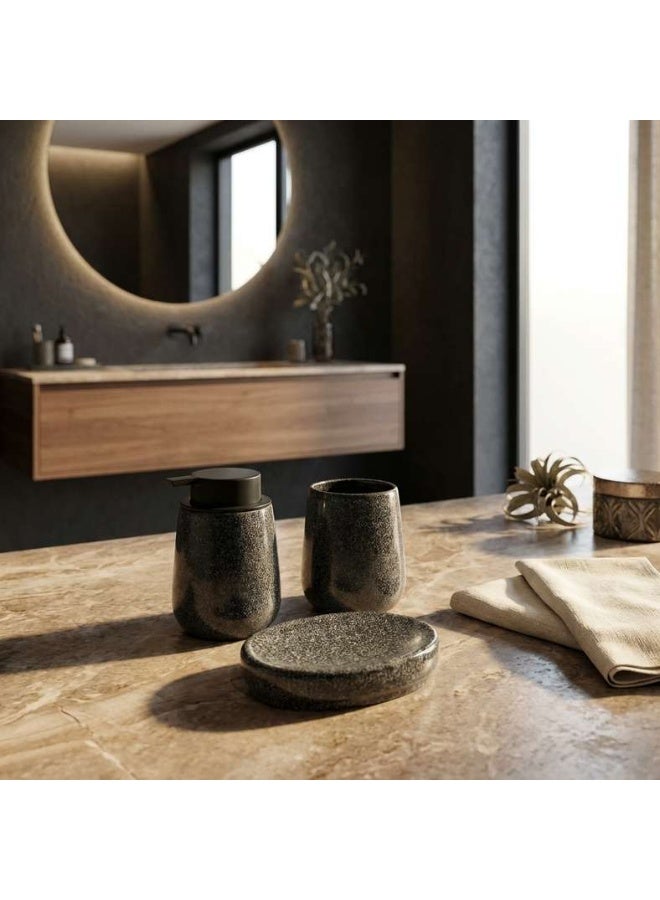 Pan Home مجموعة إكسسوارات الحمام من غارغان - 3 قطع - أسود - Image 3