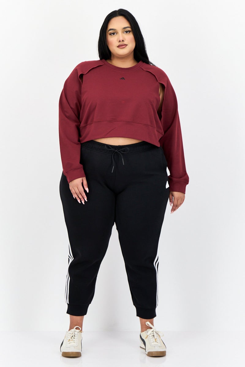 Adidas ملابس رياضية نسائية بأكمام طويلة مناسبة، خارجي، لون بورغندي - Image 4