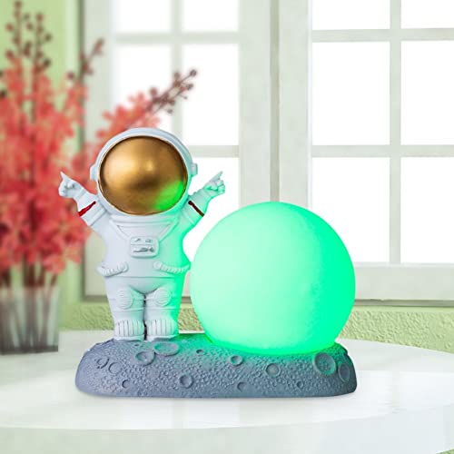 AUGEN Exclusive Astronaut Figurine Lamp Statue for Showpiece Room Decor Home Office Use (12 cm, Gold) (5343), Resin - Image 3