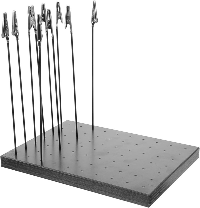 Model Coloring Clip Base with Large Wooden Board and Metal Alligator Clamps, 10pcs Set Painting Stand for DIY Model Spraying and Craft Accessories Holder - Image 1