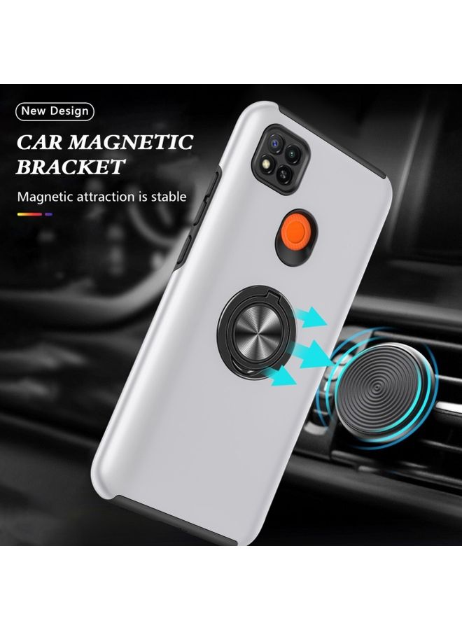 Protective Case Cover With Invisible Magnetic Ring Kickstand For Xiaomi Redmi 9C Silver - Image 3
