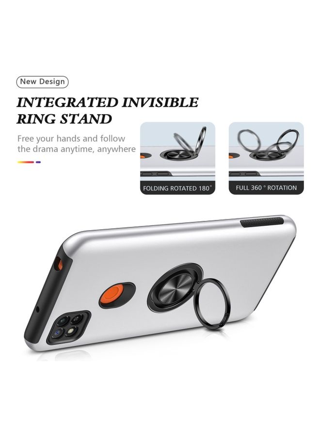 Protective Case Cover With Invisible Magnetic Ring Kickstand For Xiaomi Redmi 9C Silver - Image 2