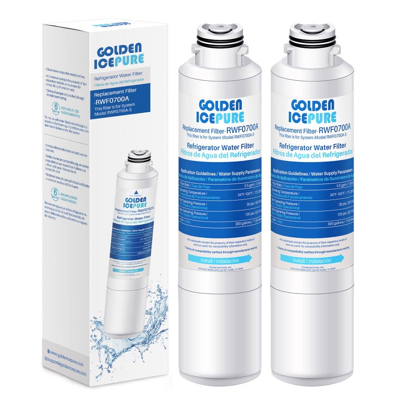 GOLDEN ICEPURE RWF0700A Refrigerator Water Filter Replacement for Samsung DA29-00020B, HAF-CIN/EXP, RF263BEAESR, RF28HMEDBSR, RF28HFEDTSR, RF28HFEDBSR,2PACK - Image 1