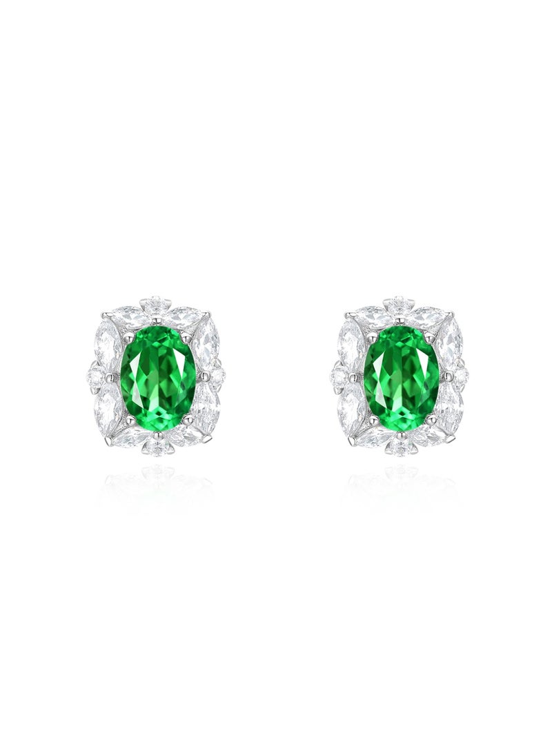 Field fashion earrings Artificial emerald gemstone stud earrings - earring for ladies earring for girls 925 silver - Image 1
