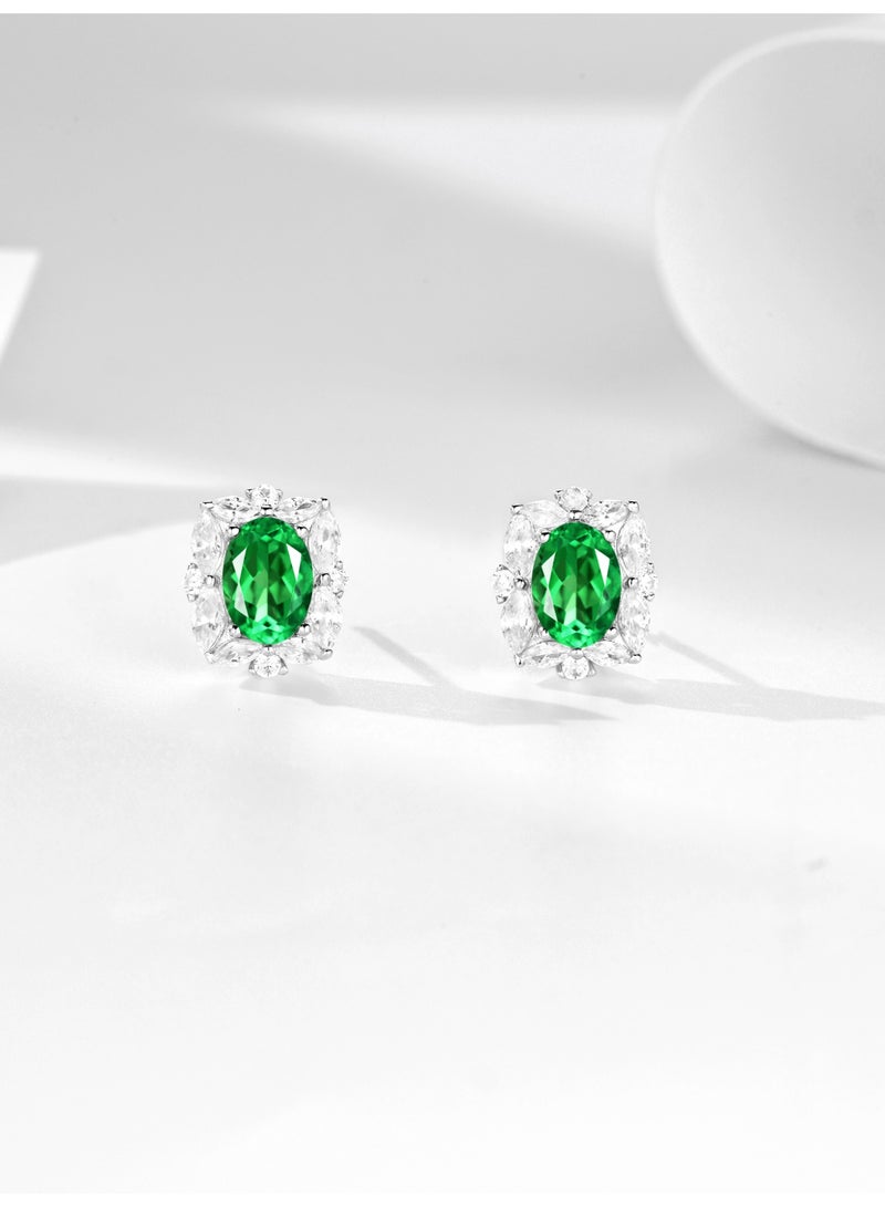 Field fashion earrings Artificial emerald gemstone stud earrings - earring for ladies earring for girls 925 silver - Image 2