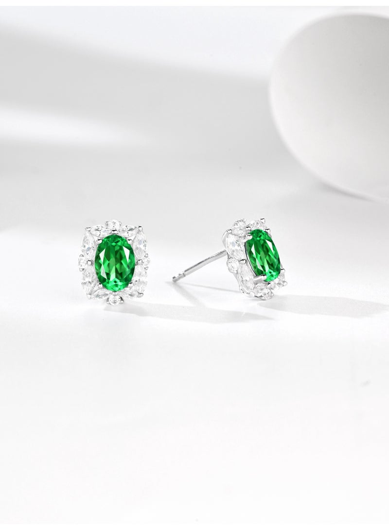 Field fashion earrings Artificial emerald gemstone stud earrings - earring for ladies earring for girls 925 silver - Image 3