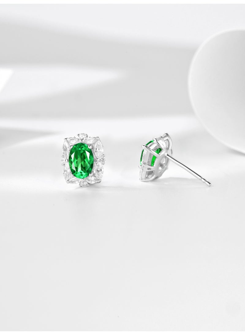 Field fashion earrings Artificial emerald gemstone stud earrings - earring for ladies earring for girls 925 silver - Image 4
