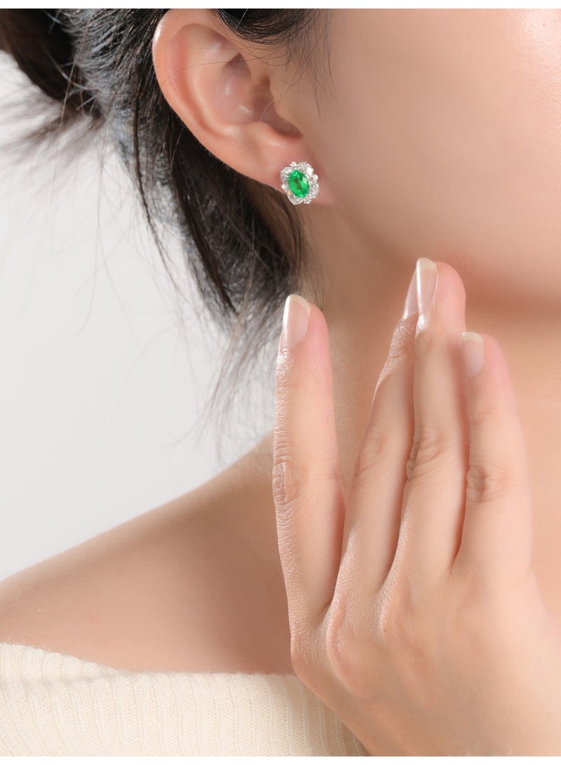 Field fashion earrings Artificial emerald gemstone stud earrings - earring for ladies earring for girls 925 silver - Image 5