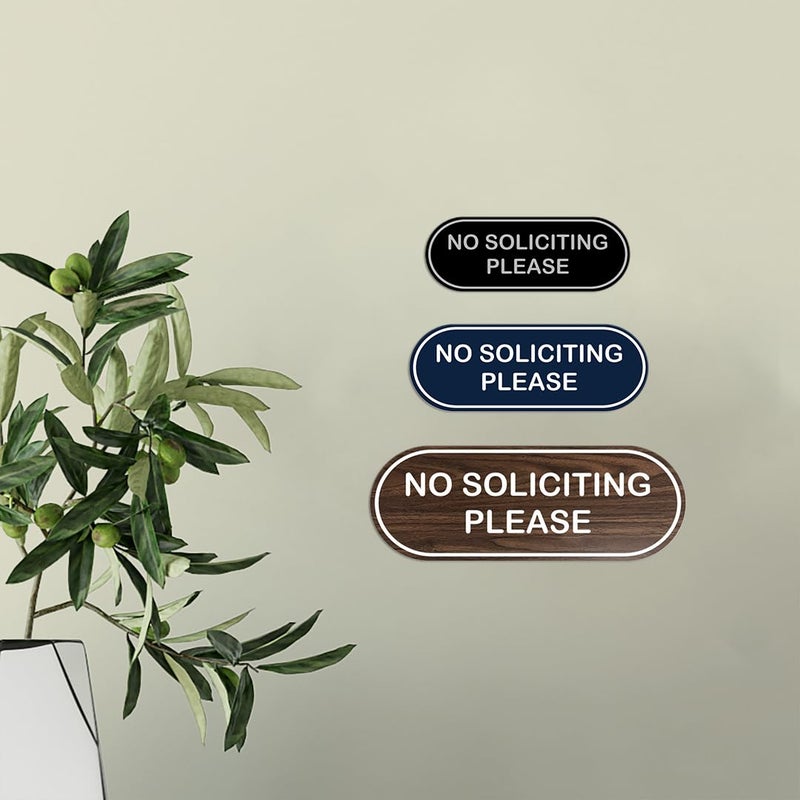 All Quality NO SOLICITING NO EXCEPTIONS Door/Wall Sign (Black/Gold) - 3" x 8" - Image 2