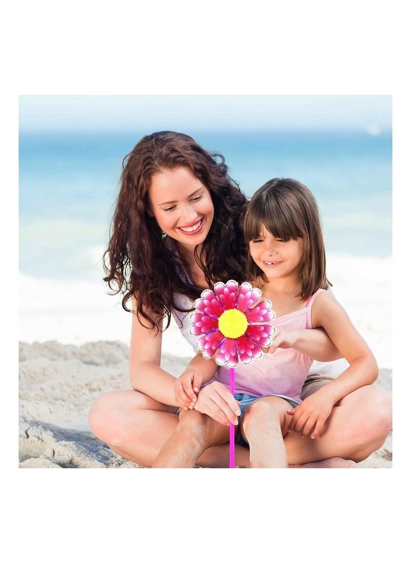 Plastic Pinwheel,10 Pcs Sunflower Wind Spinners DIY Windmill for Lawn Garden Yard,Colorful Pinwheels Wind Spinner Set for Kids Party Outdoor Decoration - Image 4