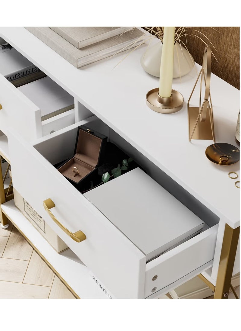 Entryway Table with 2-Tier Storage Shelves, Sofa Table with 2 Drawers, Console for Entryway, Living Room, Kitchen, Foyer, Office 85*35*75cm