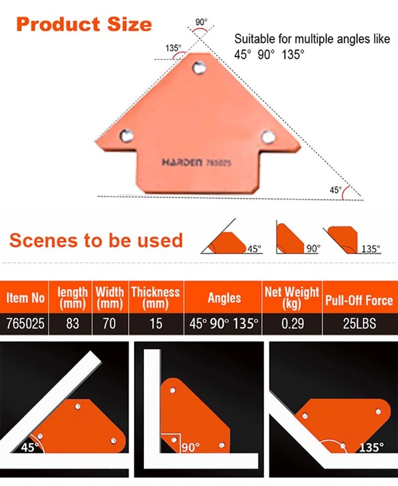 Harden Welding Magnetic Angle Set Corner Clamp MultiAngle for Welding and Holding Purpose 115kg Holding Force Capacity 765025 - Image 2