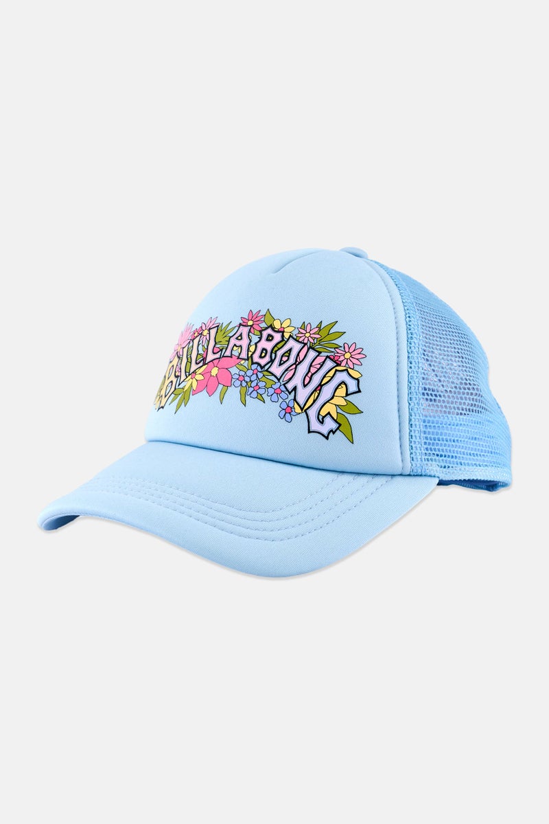 Kids Girl Graphic Print Adjustable Cap, Light Blue