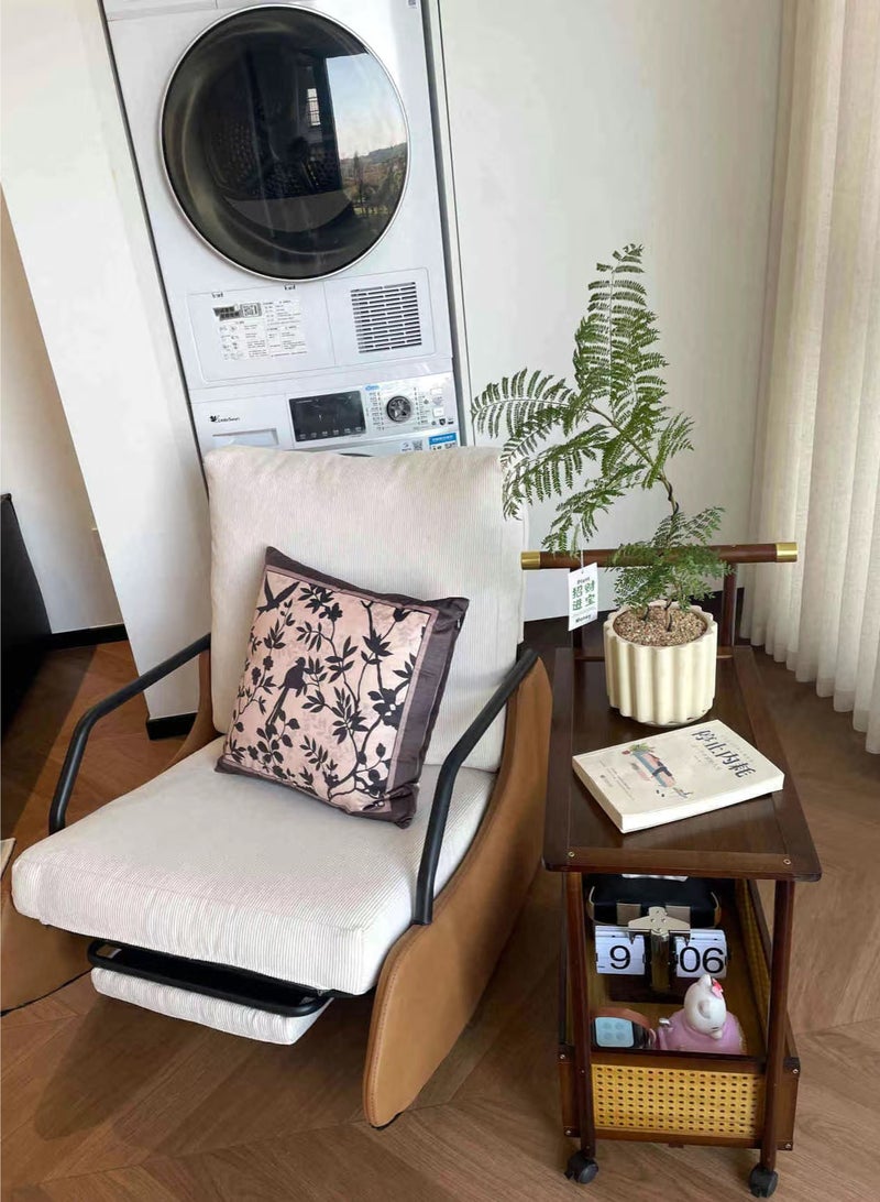 موندا طاولة جانبية من خشب الجوز مع عجلات، طاولة قهوة لغرفة المعيشة، رف عربة، خزانة جانبية 30*70*70 سم - Image 5