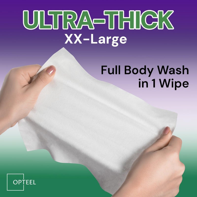 OPTEEL Thick & Large Body Wipes for Adults Bathing No Rinse â€“ Shower Wipe, Ideal for Men, Women & Elderly â€“ Soft & Gentle, Travel Wipes Perfect Alternative to Shower â€“ 8 Packs (80ct) - Image 4