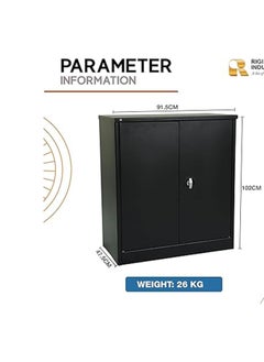 RIGID Steel Curved Low Height Office Cupboard Black 102x91.5x47.5cm  - Image 2