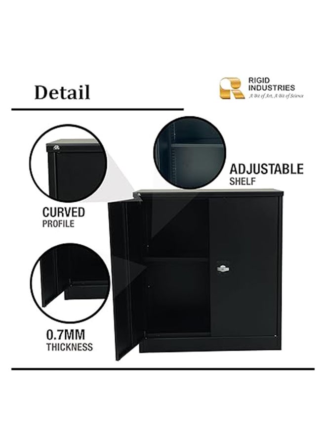 RIGID Steel Curved Low Height Office Cupboard Black 102x91.5x47.5cm  - Image 3
