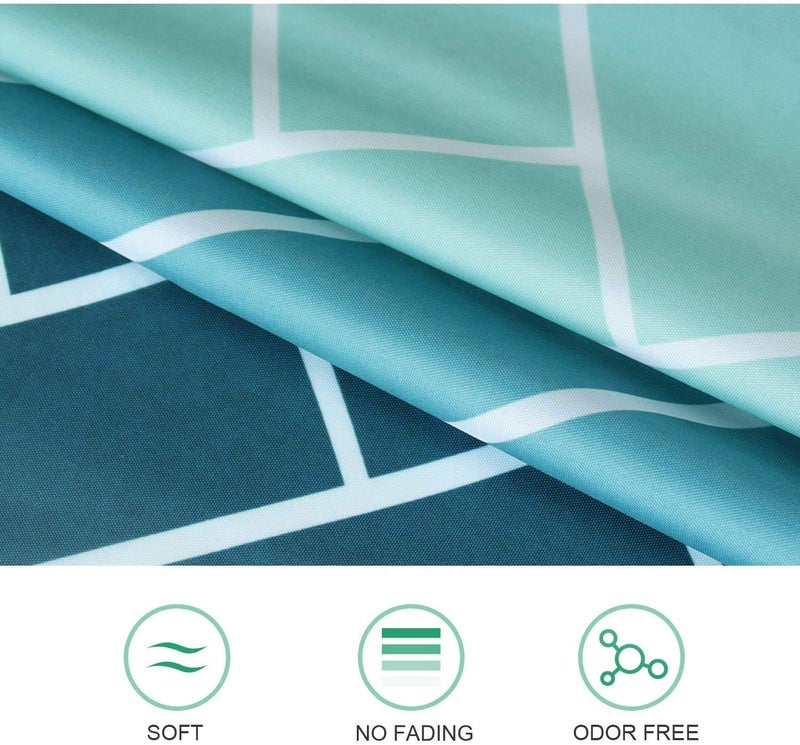 homewards Premium Bathroom Shower Curtain 6 ft with 12 Hooks Mould Proof Mildew Resistant Waterproof l Easy Installation QuickDrying Curtains 180 cm x 180 cm 72x72 in Blue Geomtric Design - Image 4