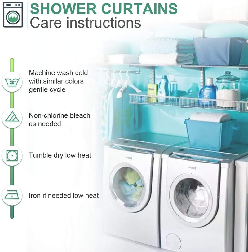 homewards Premium Bathroom Shower Curtain 6 ft with 12 Hooks Mould Proof Mildew Resistant Waterproof l Easy Installation QuickDrying Curtains 180 cm x 180 cm 72x72 in Blue Geomtric Design - Image 5