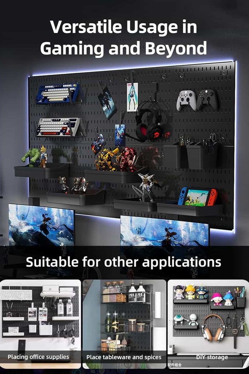 Anmi Pegboard Combination Kit, Wall Mount Display Pegboard Panel Kit for Home Kitchen Live Room Gaming Room, Craft Room, Work Place, Durable Plastic Wall Organizer Kit, Peg Boards Organizer, Black - Image 2