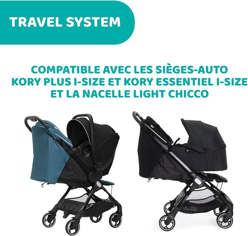 Chicco Chicco We Foldable Travel Stroller Ultra-Light 0 Months to 22 kg, Reclining with Sleeping Position, Padded Straps, Compact Closure, Cover and Rain Protection – Black - Image 5