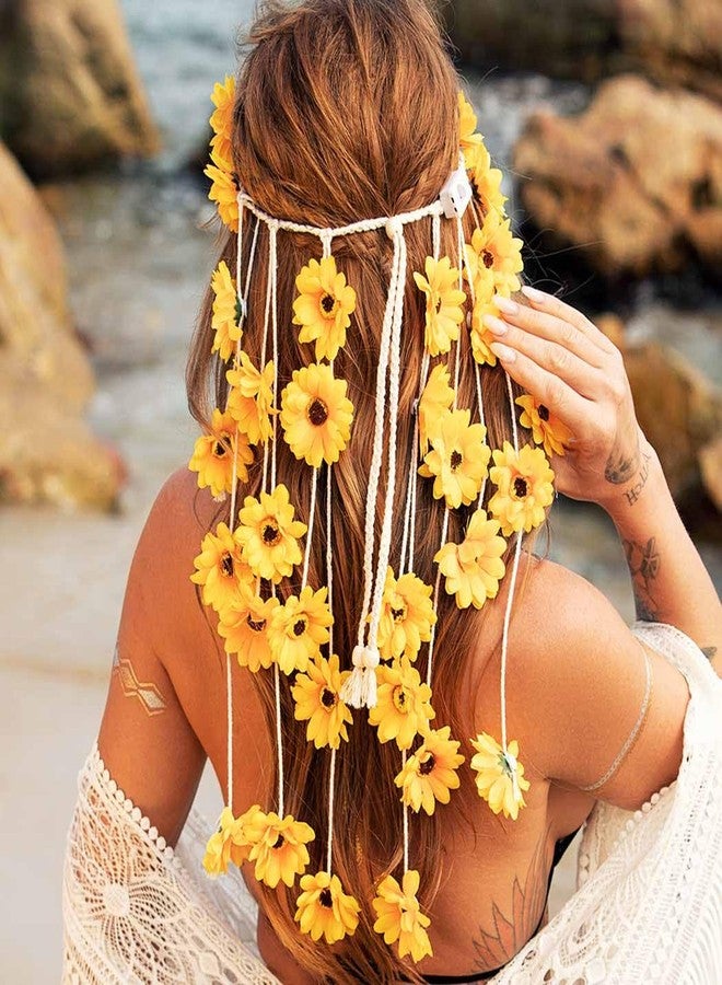 GORTIN Sunflower Headband Light up Daisy Flower Crown Bohemian Hippie Hair Accessories for Women - Image 2